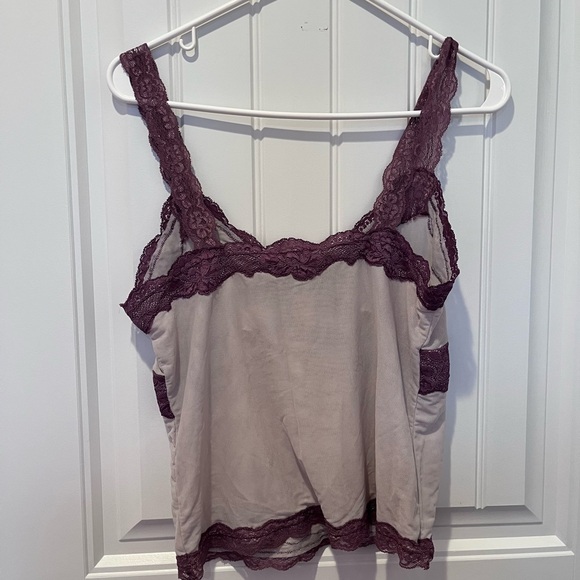 Y2K Purple Mesh Lace Trim Cami Tank Top Vintage Grunge Fairy Earthy Whimsigoth - Picture 6 of 8